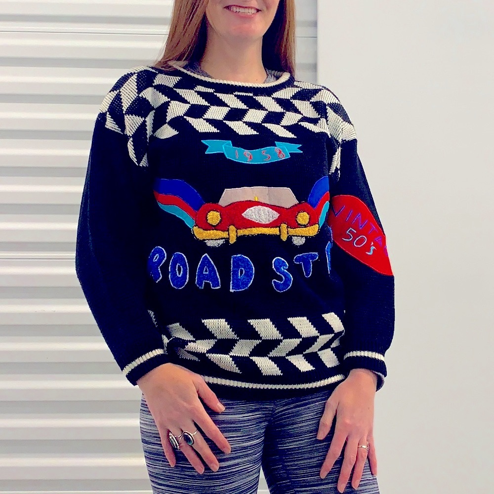 VTG 50’s A’MILANO Paris Milano New York 1958 Roadster Sweater black white SZ M